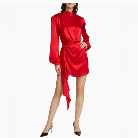 Ronny Kobo Rocky Vibrant Red Long Sleeve Dress Size Small - Picture 1 of 10